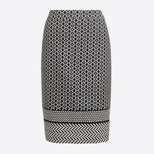 J.Crew Black and White Geometric Chevron Pencil Skirt